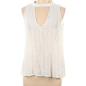 LUSH WHITE SLEEVELESS BLOUSE, SIZE LARGE